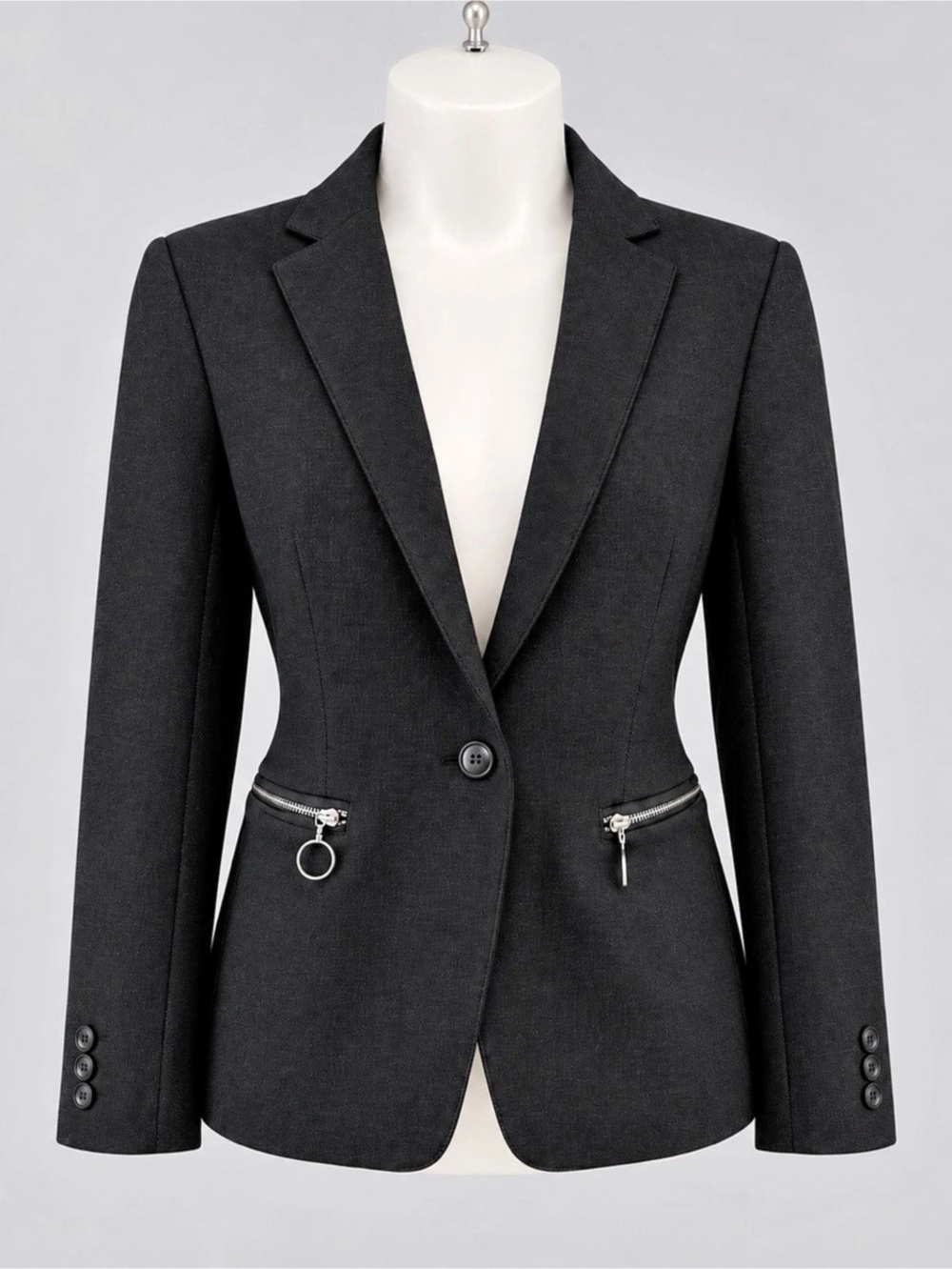 Ann Taylor Charcoal Fitted Blazer Size 6 Like New